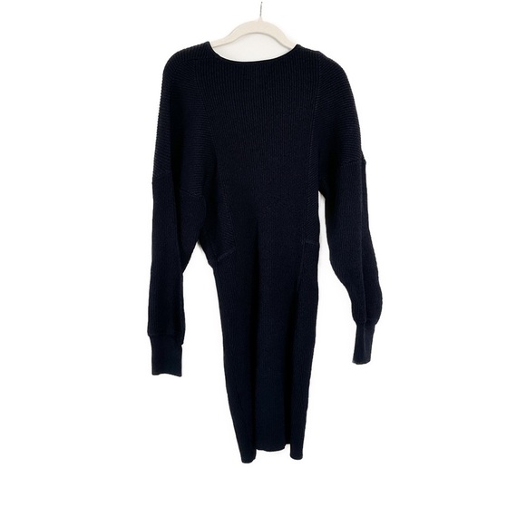 GANNI Wrap-effect Ribbed-knit Mini Dress Dark Navy Size Small NWT - Picture 6 of 6